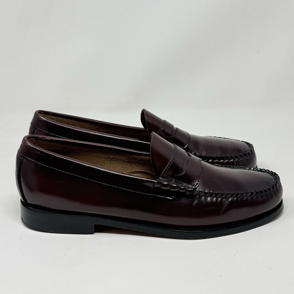 Bass Weejuns Penny Loafer Mens 10 D Burgundy Leather Slip On Dress Preppy Shoes